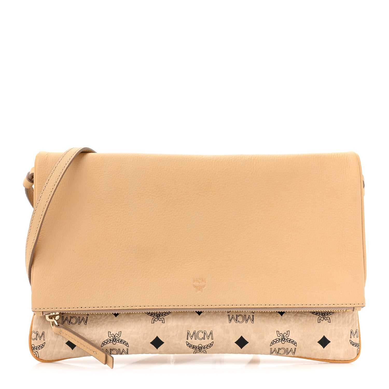 MCM Visetos Corina Foldover Crossbody Bag Latte Beige 1 of 11