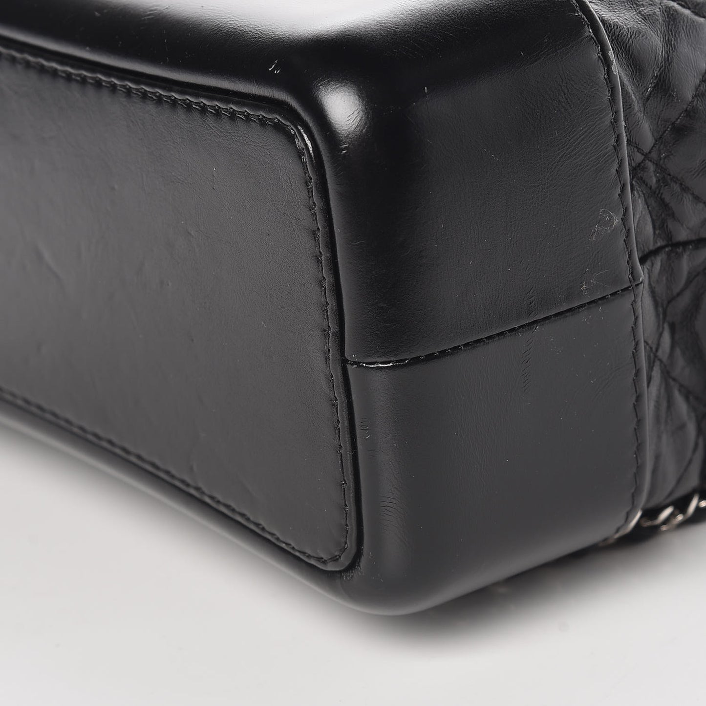 Aged Calfskin Quilted Gabrielle Backpack Black