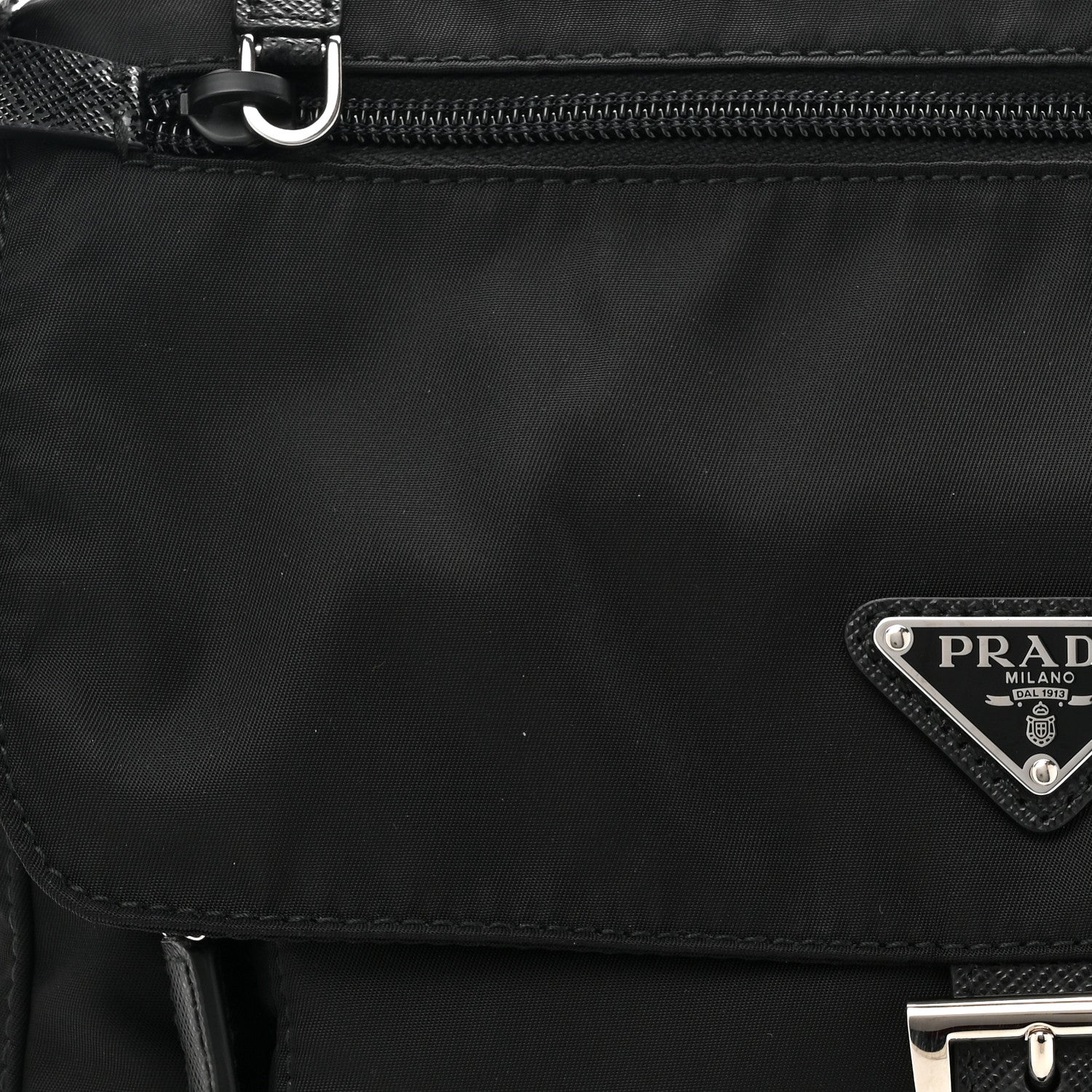 Prada Re-Nylon Vela Saffiano Pocket Single Buckle Messenger Shoulder Bag Black 7 of 9