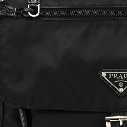 Prada Re-Nylon Vela Saffiano Pocket Single Buckle Messenger Shoulder Bag Black 7 of 9