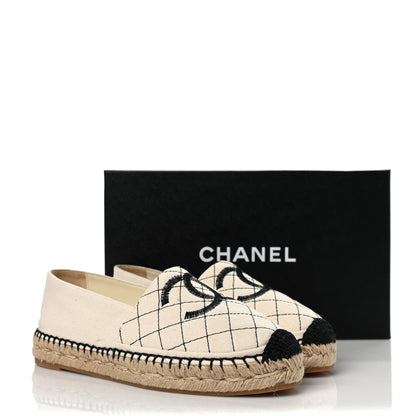 Chanel Fabric Biarritz CC Espadrilles 38 Beige Black 10 of 10