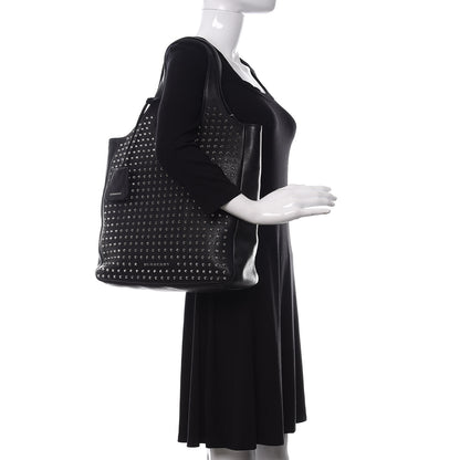 Burberry Brit Studded Calfskin Shopper Medium Black 2 of 11