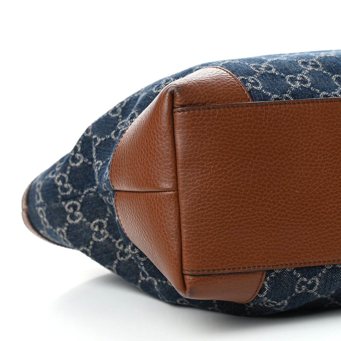 New Denim GG Monogram Medium Ophidia Shopping Tote Blue Tea Cuir