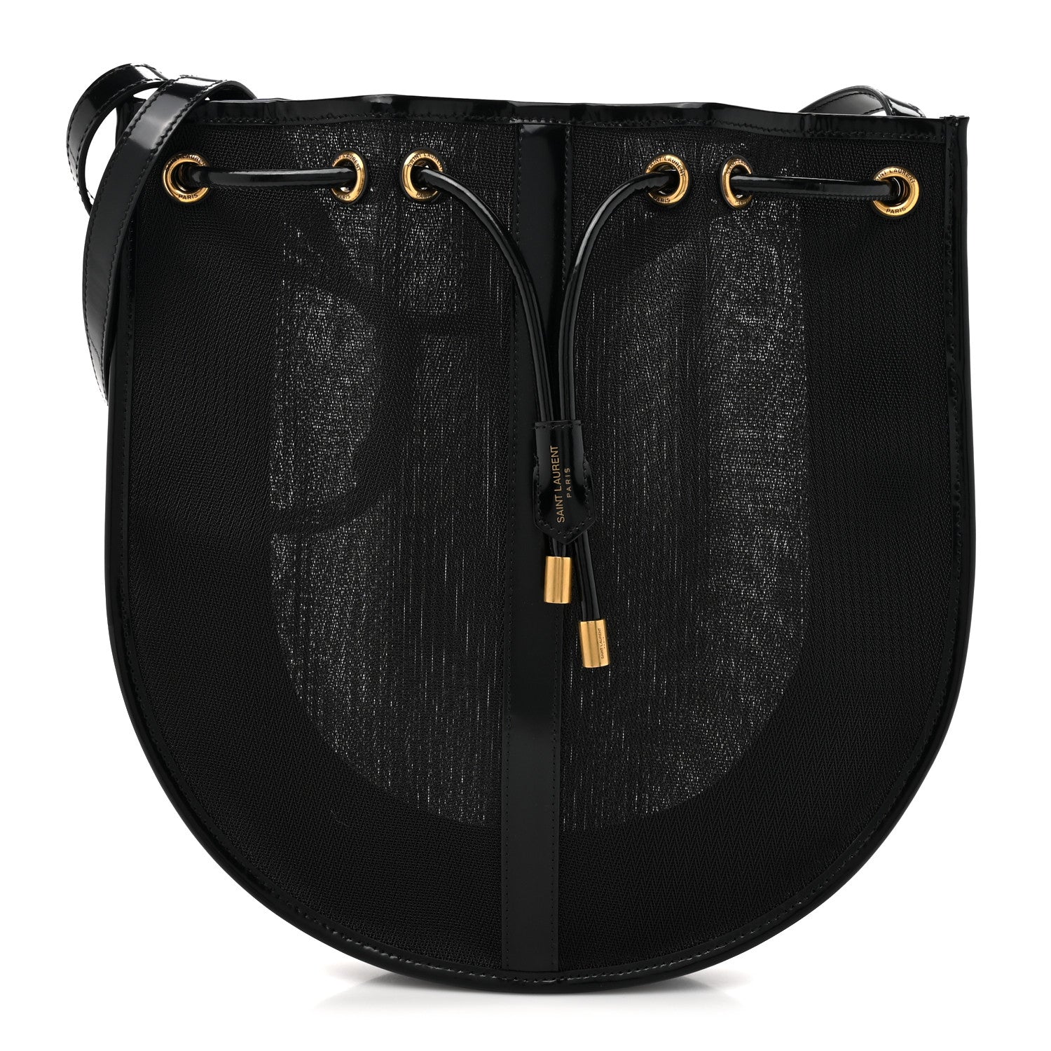 Saint Laurent Mesh Patent Daryl Shoulder Bag Black 1 of 10