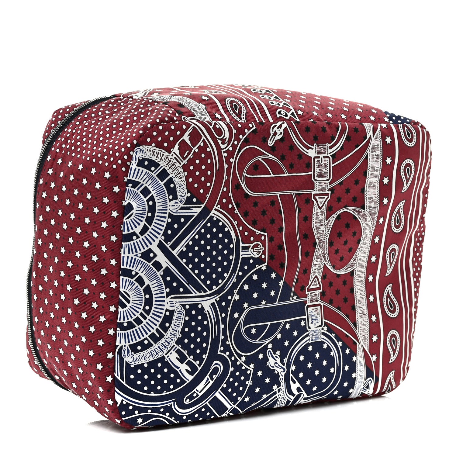 Hermes Silk Eperon d'Or Bandana Travelsilk PM Cube Bordeaux Bleu Marine 2 of 9