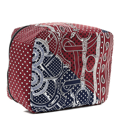 Hermes Silk Eperon d'Or Bandana Travelsilk PM Cube Bordeaux Bleu Marine 2 of 9