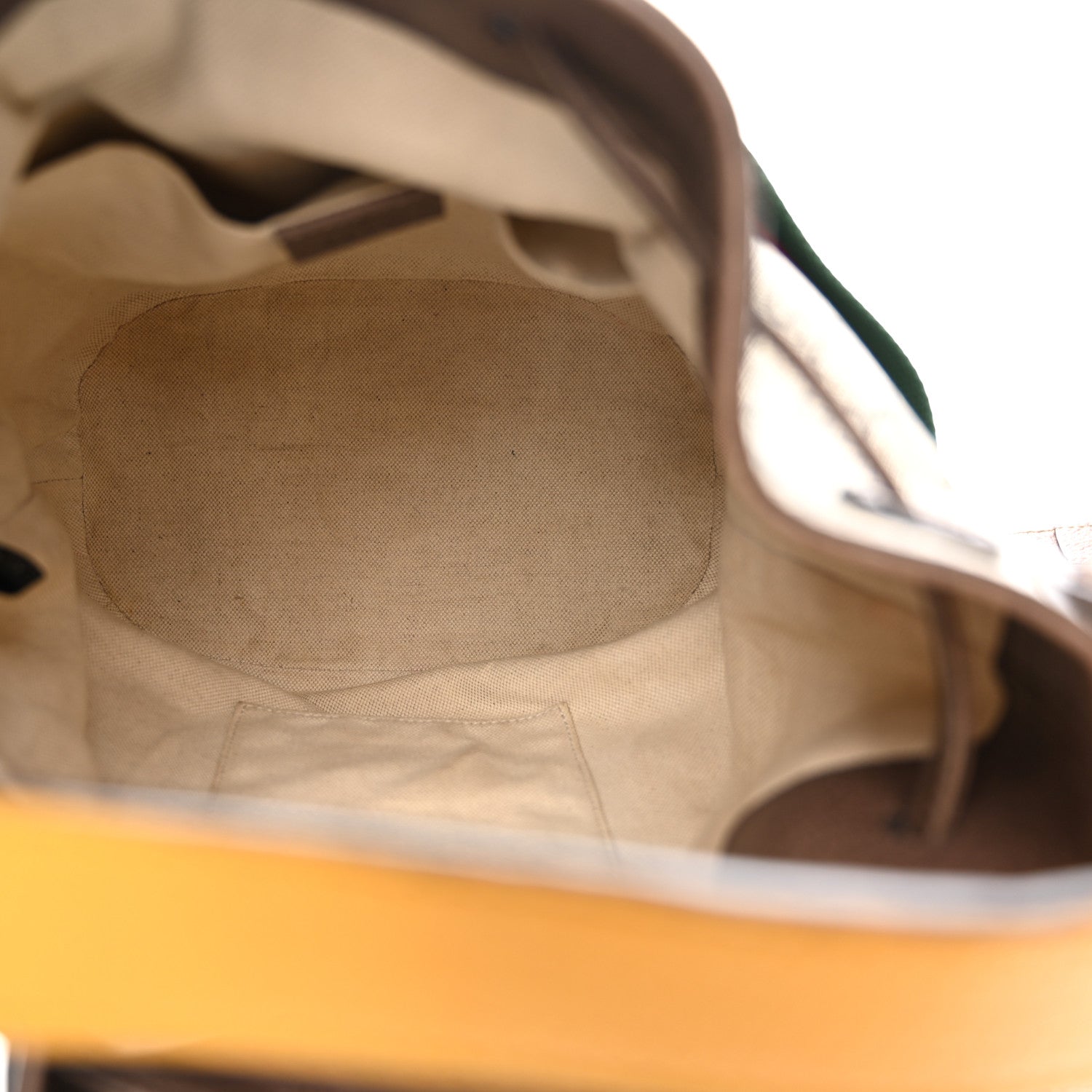 Gucci GG Supreme Monogram Neo Vintage Drawstring Bucket Backpack Beige New Acero Crop 5 of 15