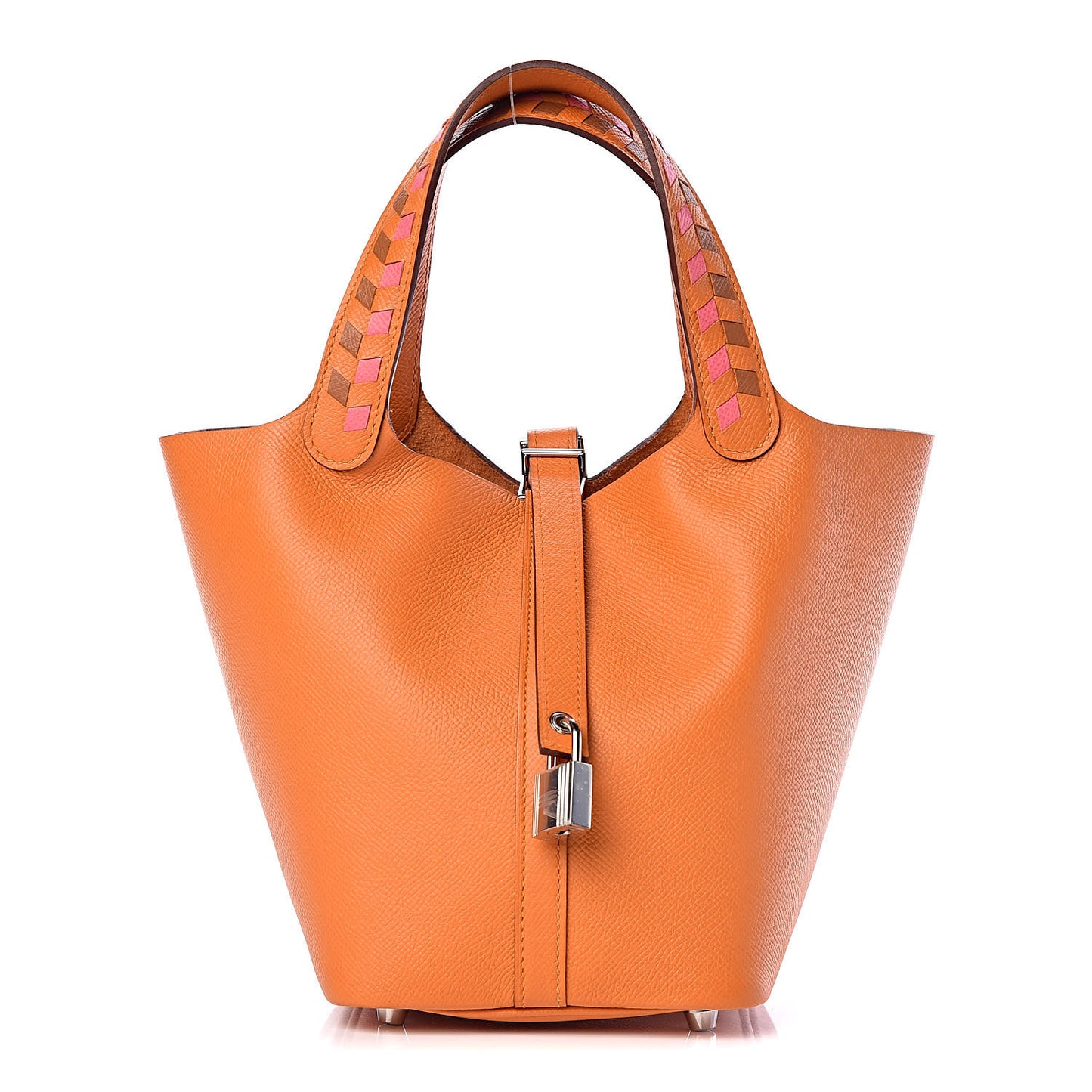 Epsom Tressage De Cuir Picotin Lock 18 PM Abricot Rose Azalee Gold