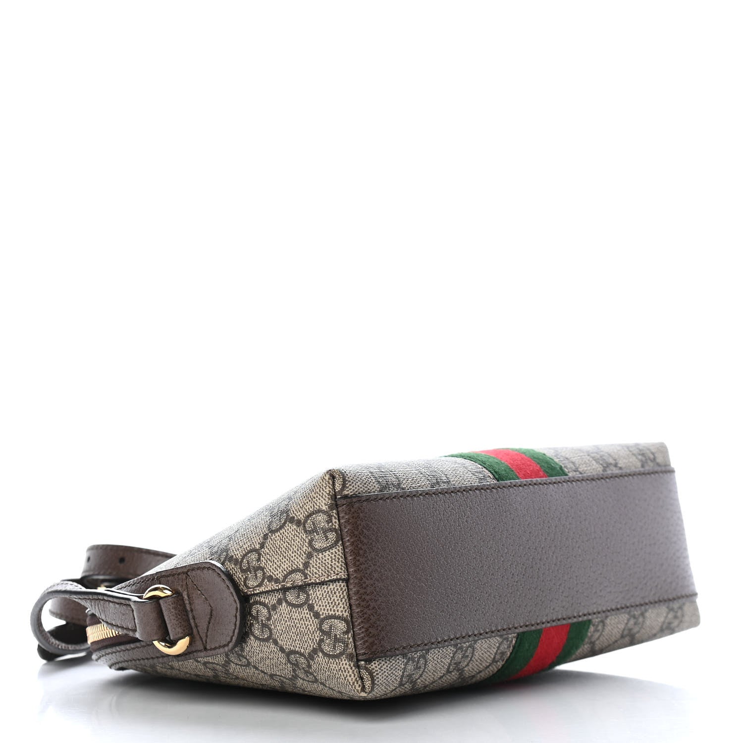 Gucci GG Supreme Monogram Textured Dollar Calfskin Web Small Ophidia Dome Shoulder Bag Beige Ebony New Acero 4 of 9