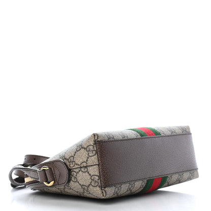 Gucci GG Supreme Monogram Textured Dollar Calfskin Web Small Ophidia Dome Shoulder Bag Beige Ebony New Acero 4 of 9