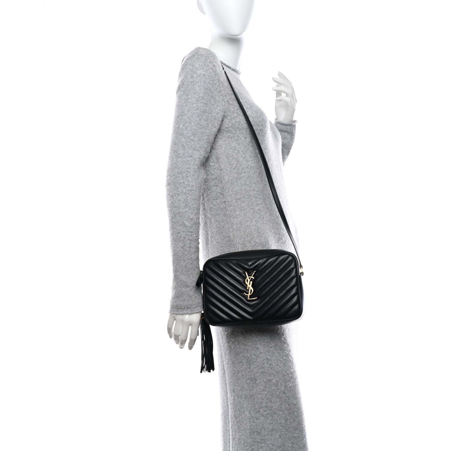 Saint Laurent Calfskin Matelasse Monogram Lou Camera Bag Black 2 of 14