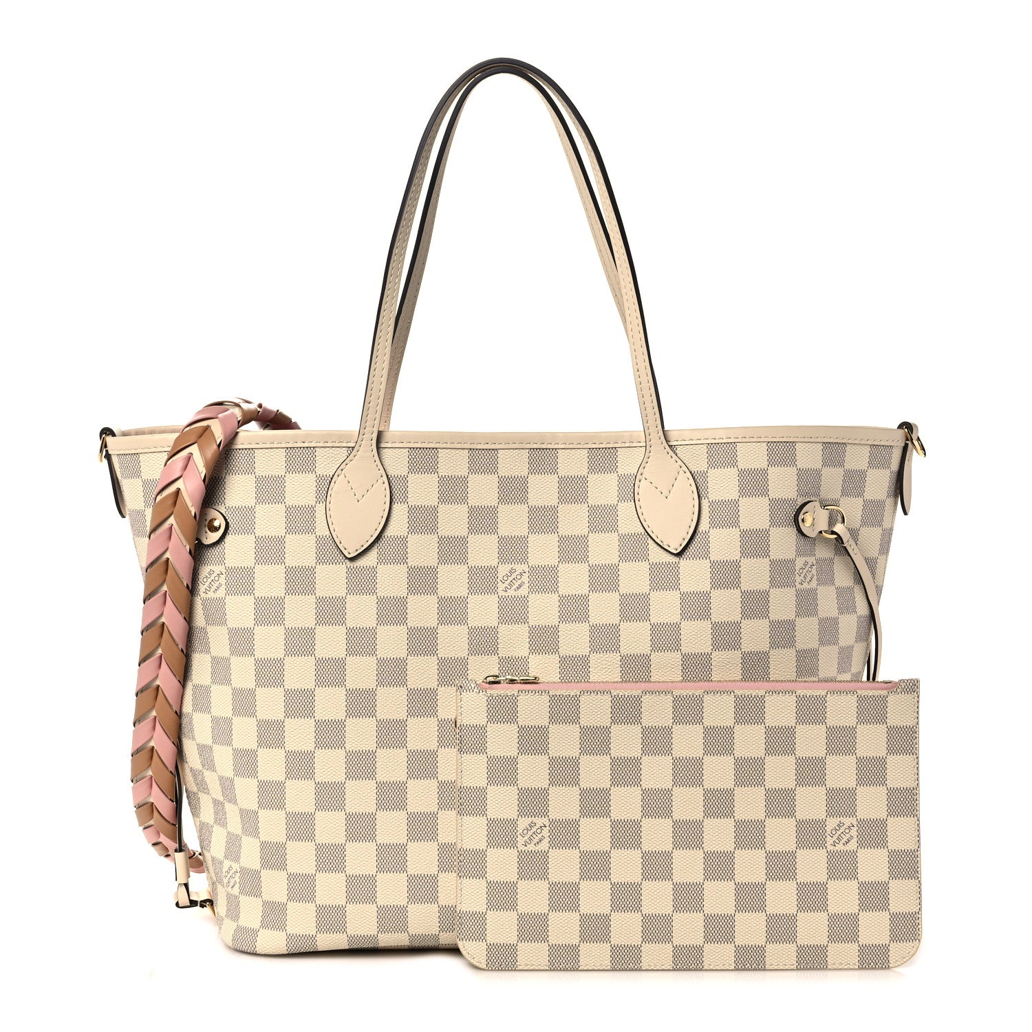 Louis Vuitton Damier Azur Braided Neverfull MM Pink 1 of 9