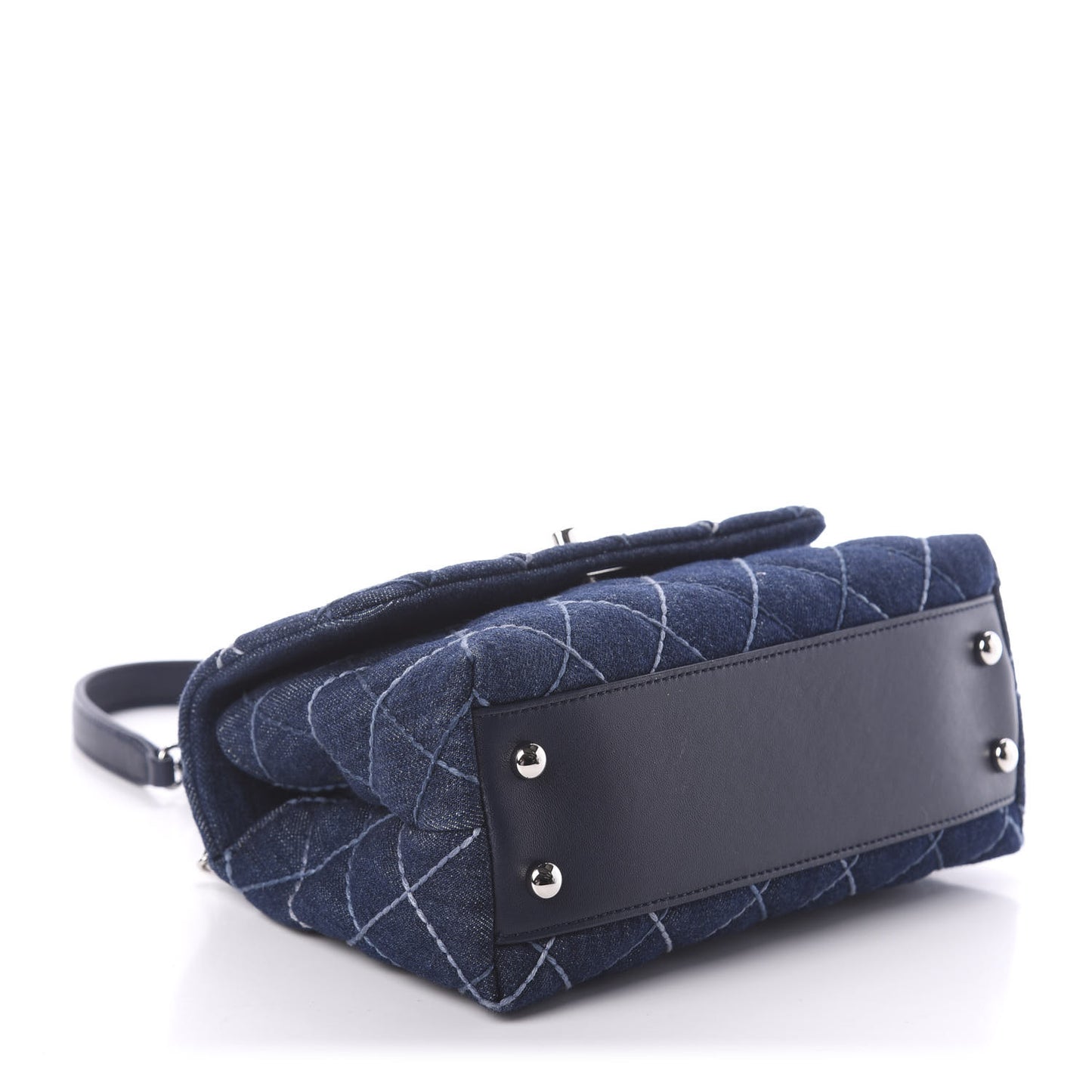 Denim Quilted Mini Coco Handle Flap Blue