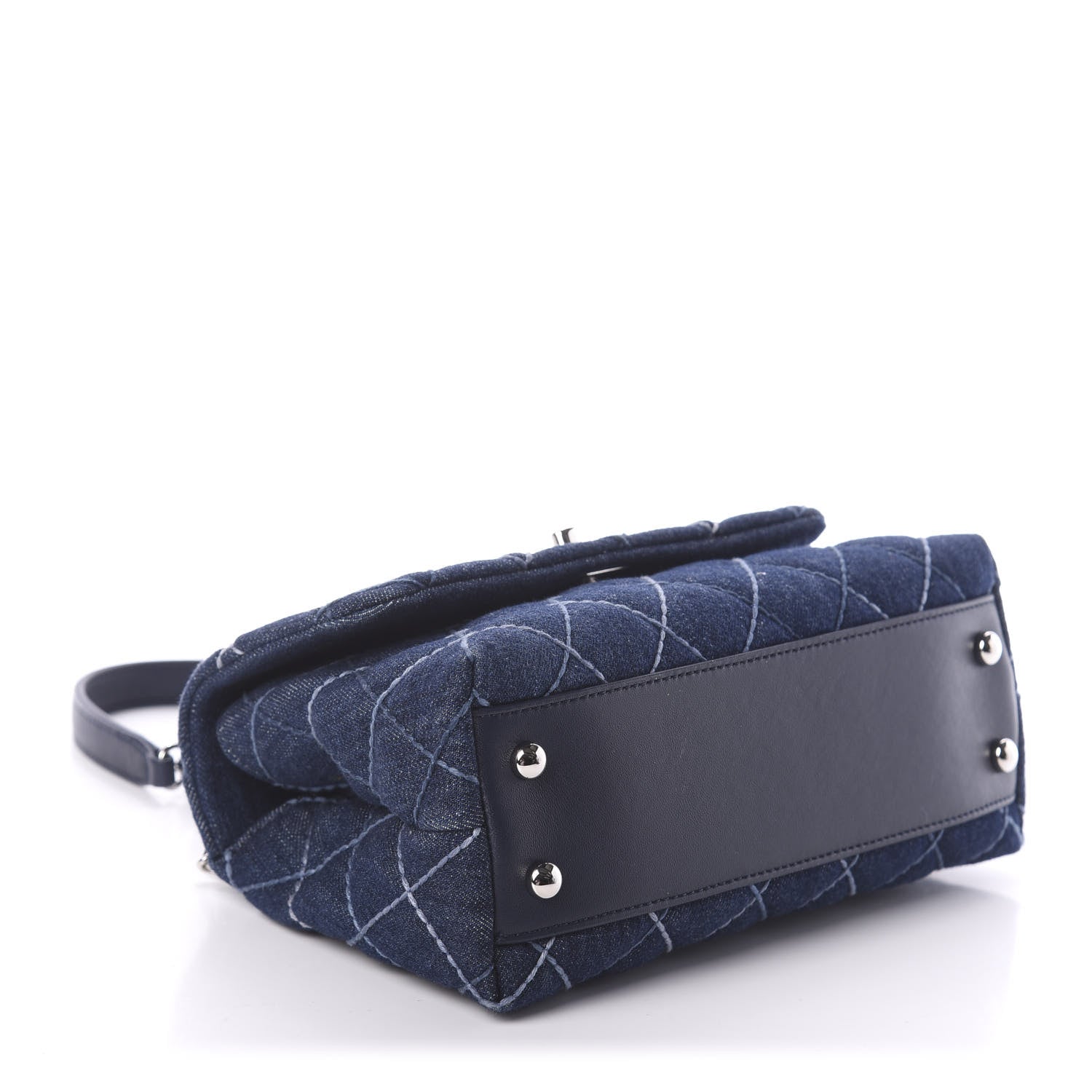 Chanel Denim Quilted Mini Coco Handle Flap Blue 3 of 9