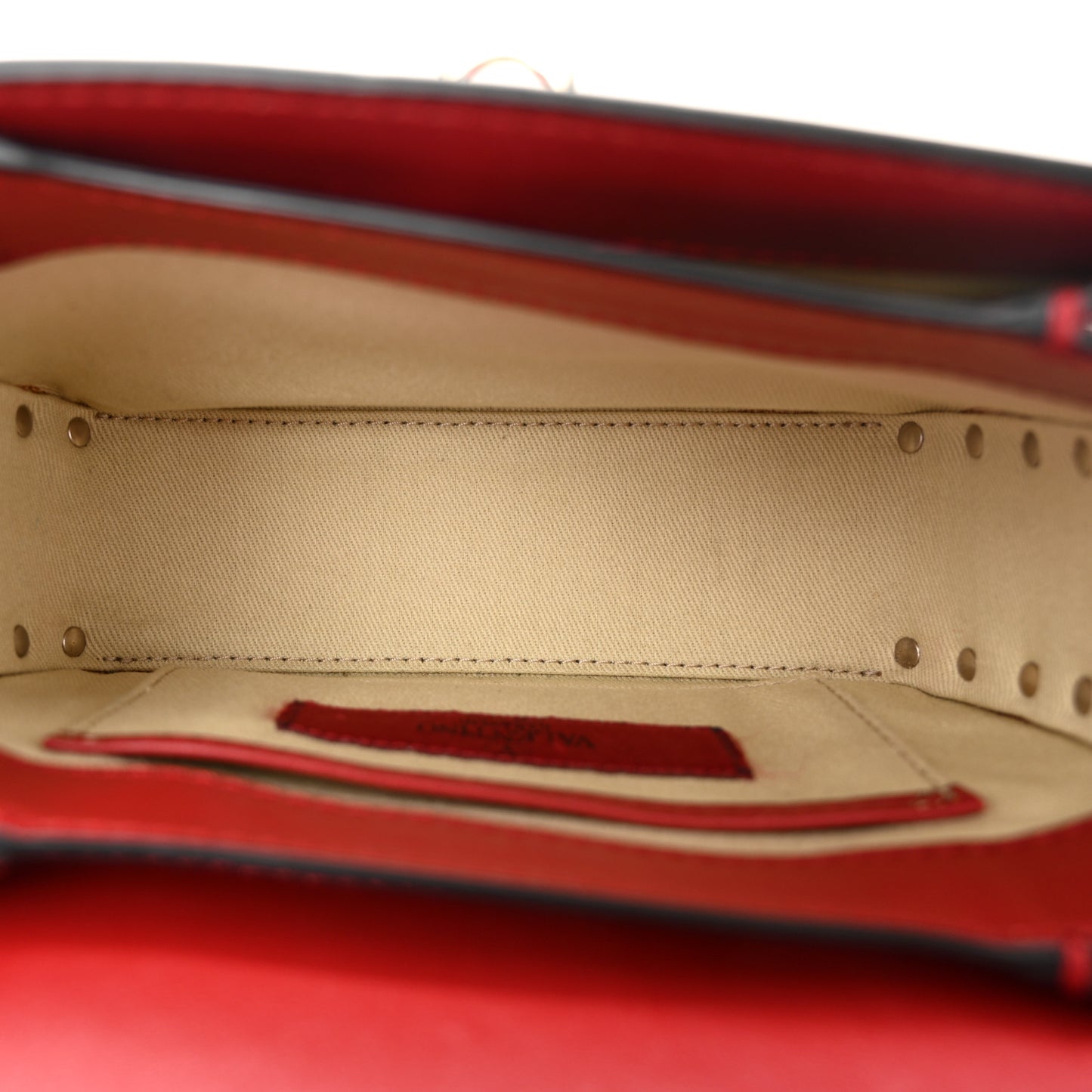 Vitello Small Rockstud Flap Saddle Bag Red