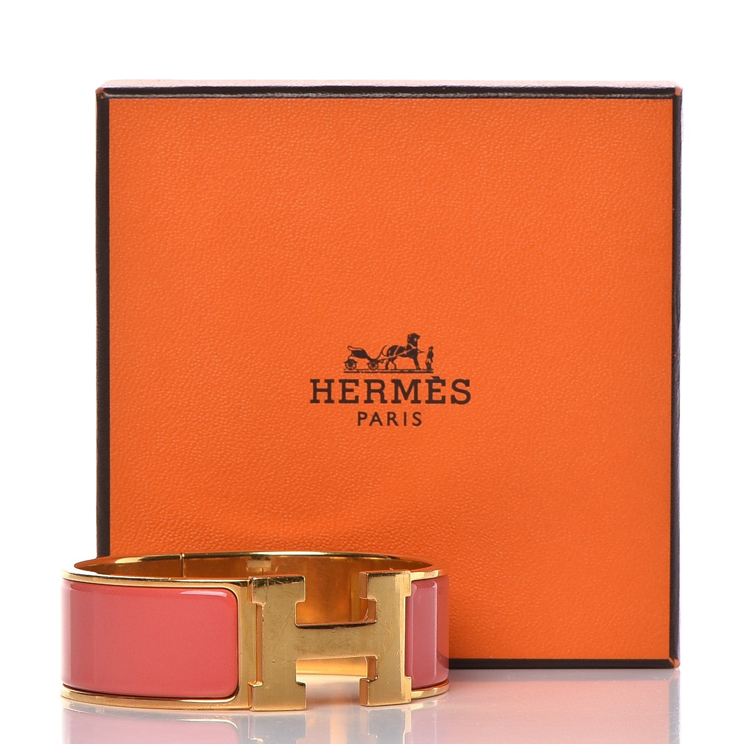 Hermes Enamel Wide Clic Clac H Bracelet PM Rouge Corail 5 of 5