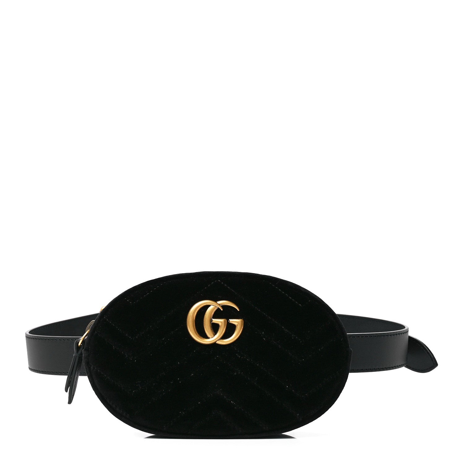 Gucci Velvet Matelasse GG Marmont Belt Bag 95 38 Black 1 of 13