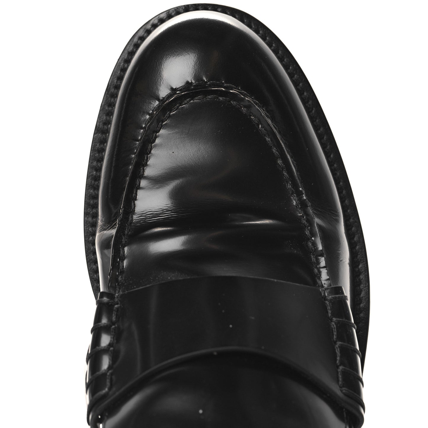 Shiny Calfskin Logo Loafers 38 Black