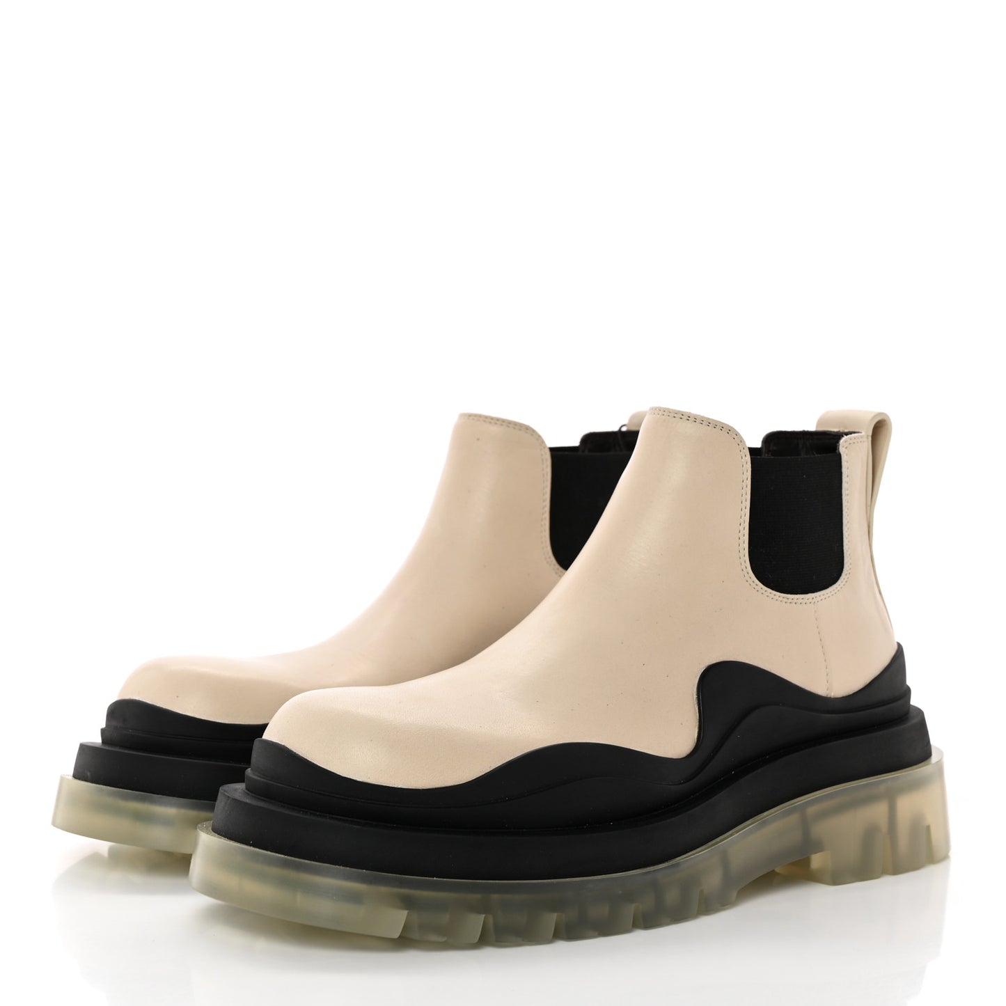 Calfskin The Tire Cropped Chelsea Boots 38 Wax Black Transparent