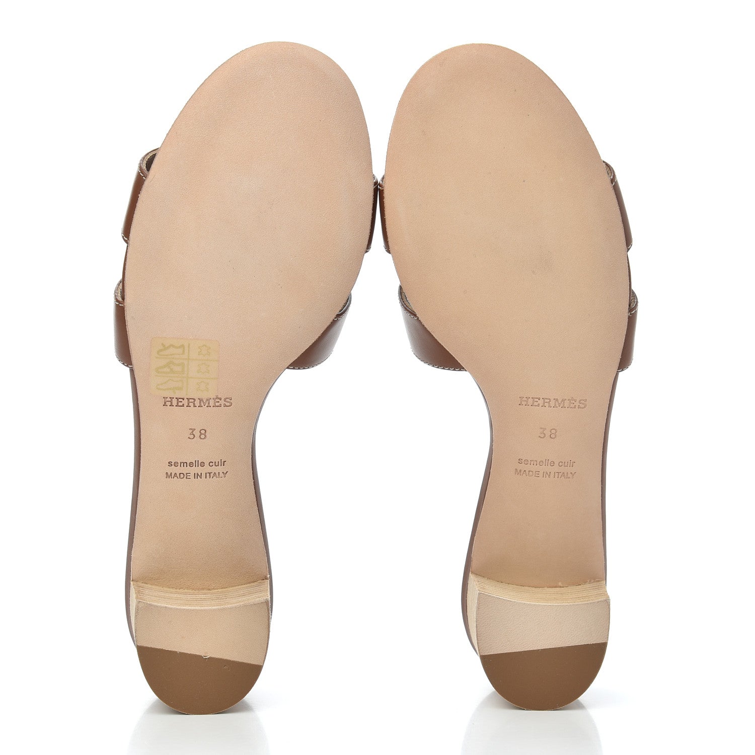 Hermes Calfskin Oasis Sandals 38 Gold 5 of 10