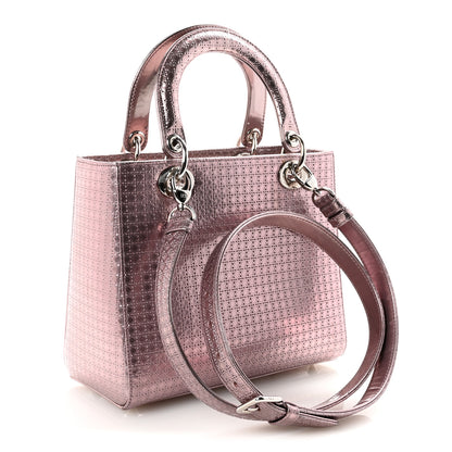Christian Dior Metallic Patent Micro-Cannage Medium Lady Dior Pink 3 of 9