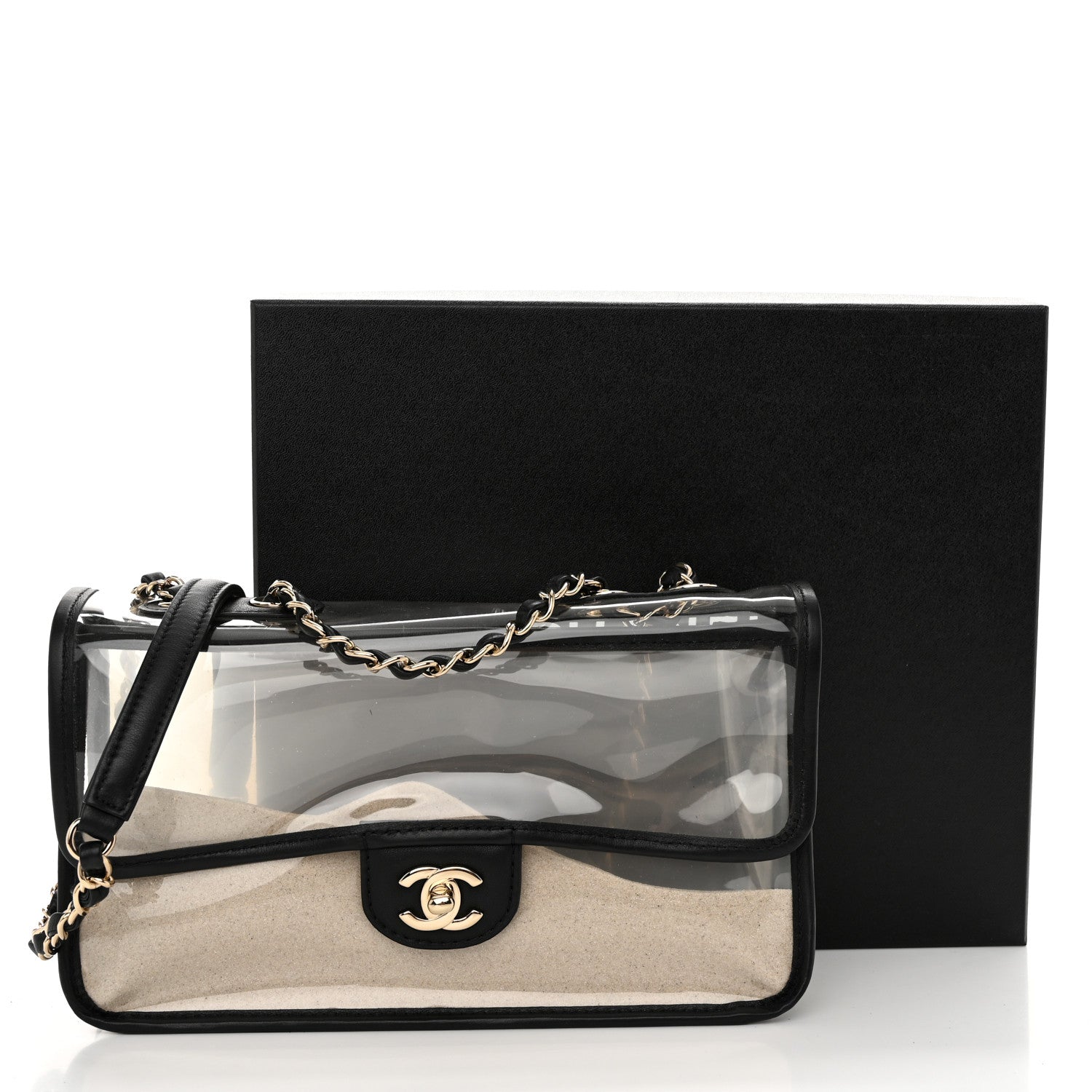 Chanel Lambskin PVC Medium Coco Sand Flap Black 11 of 11