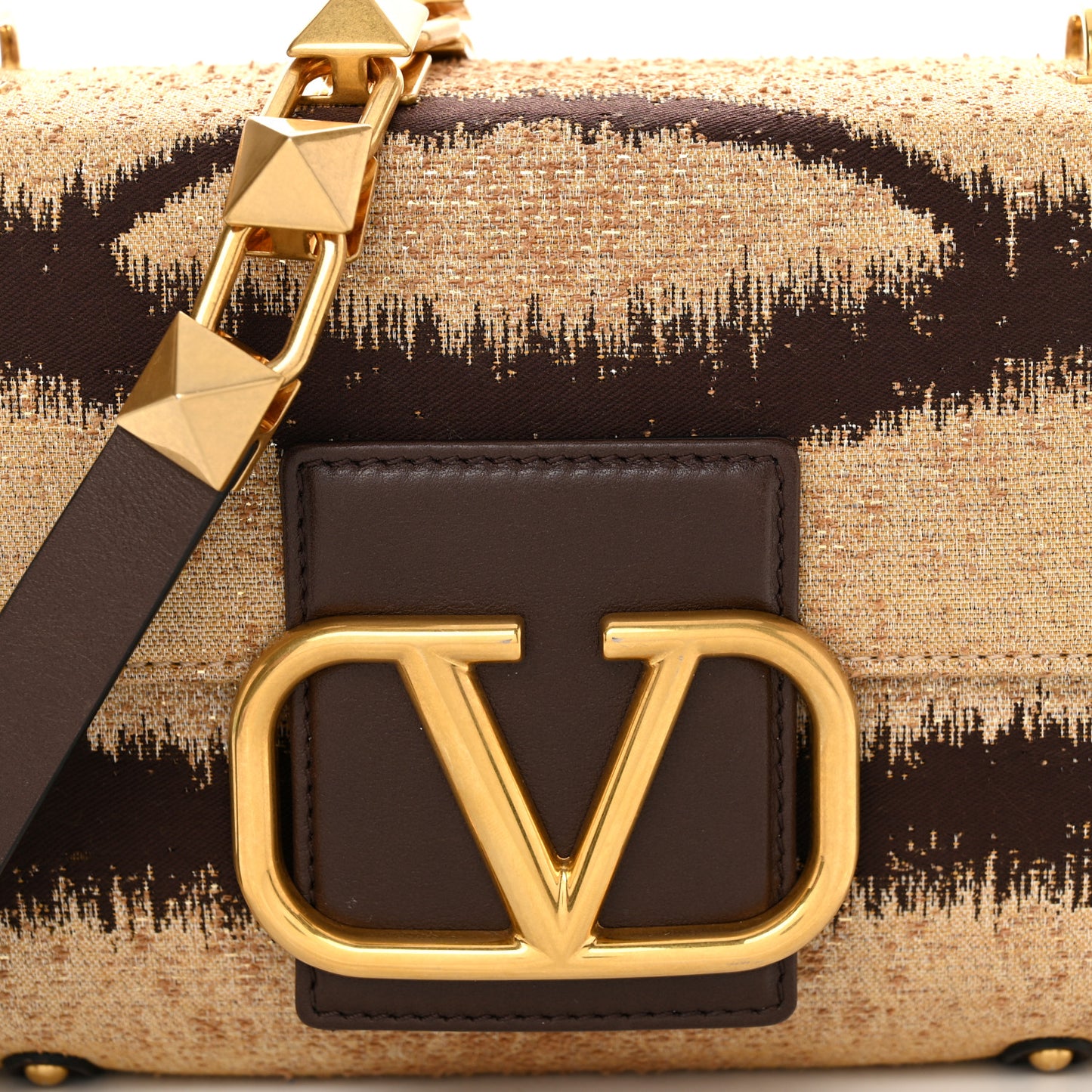 Canvas Bi-Color VLogo Stud Sign Shoulder Bag