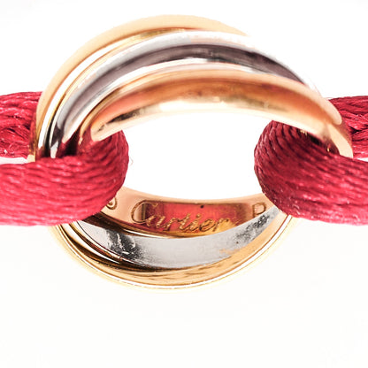 Cartier 18K Pink Yellow White Gold Trinity Cord Bracelet Red 4 of 7