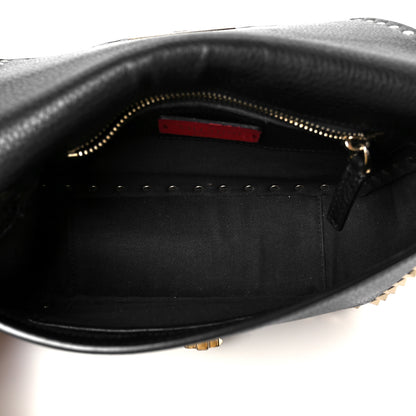 Valentino Garavani Pebbled Calfskin Small Rockstud Crossbody Flap Bag Black 5 of 10