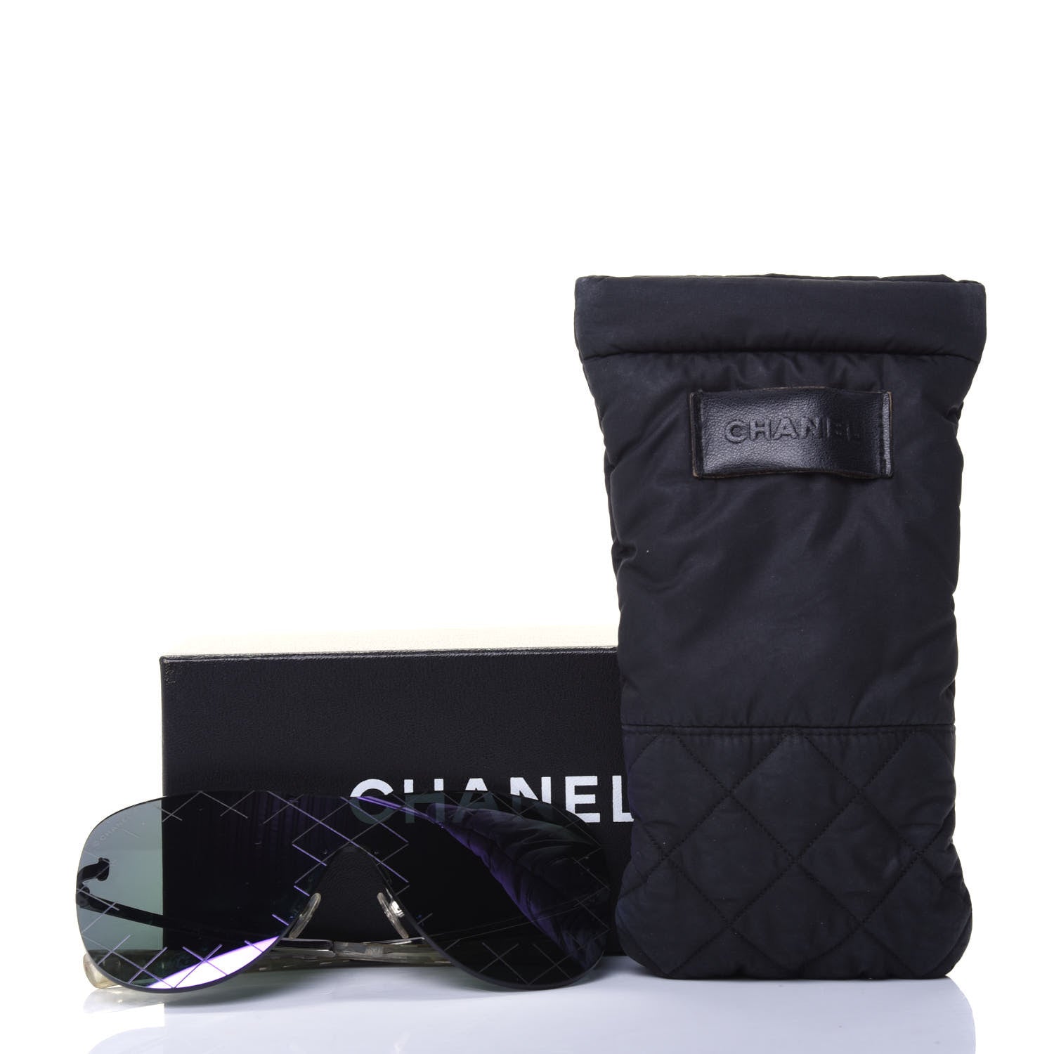 Chanel Acetate Shield Runway Sunglasses 71158 Silver Purple 9 of 9