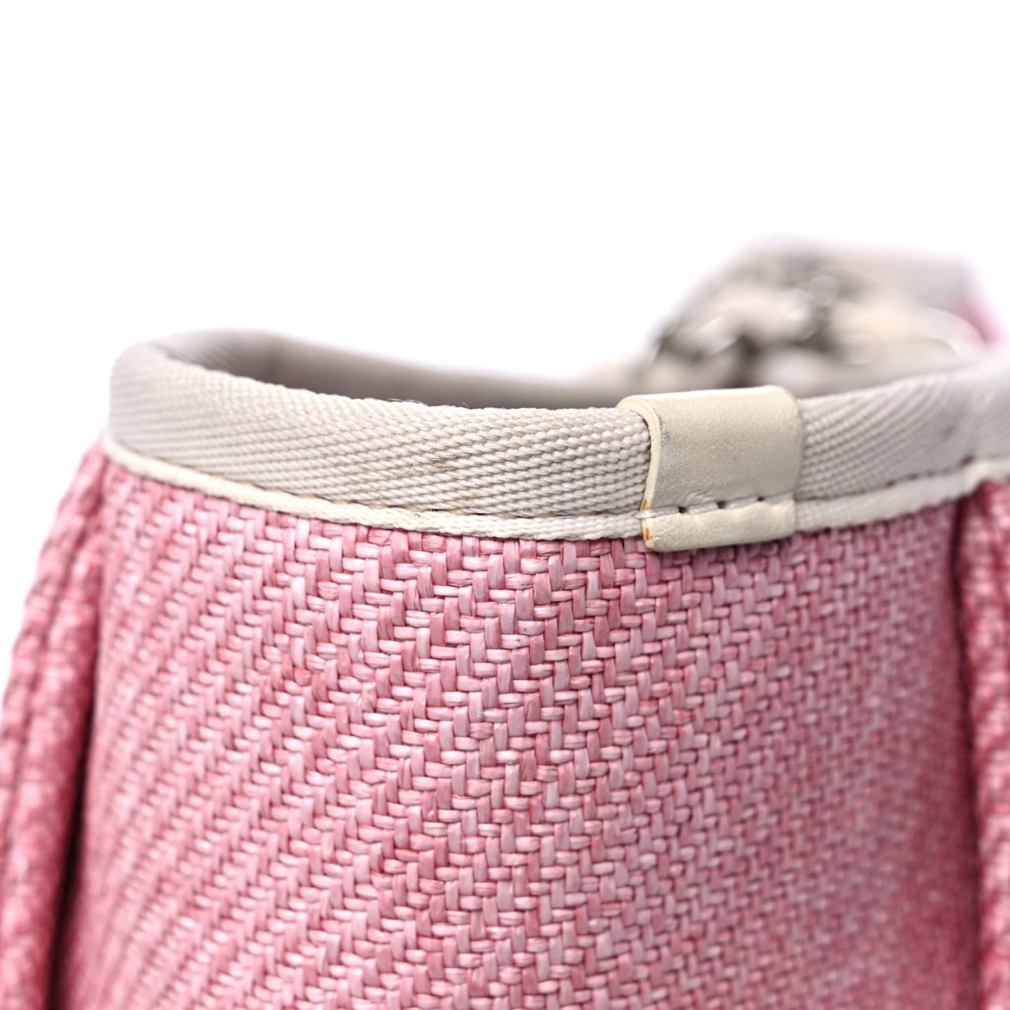 Woven Straw Raffia Small Deauville Tote Pink