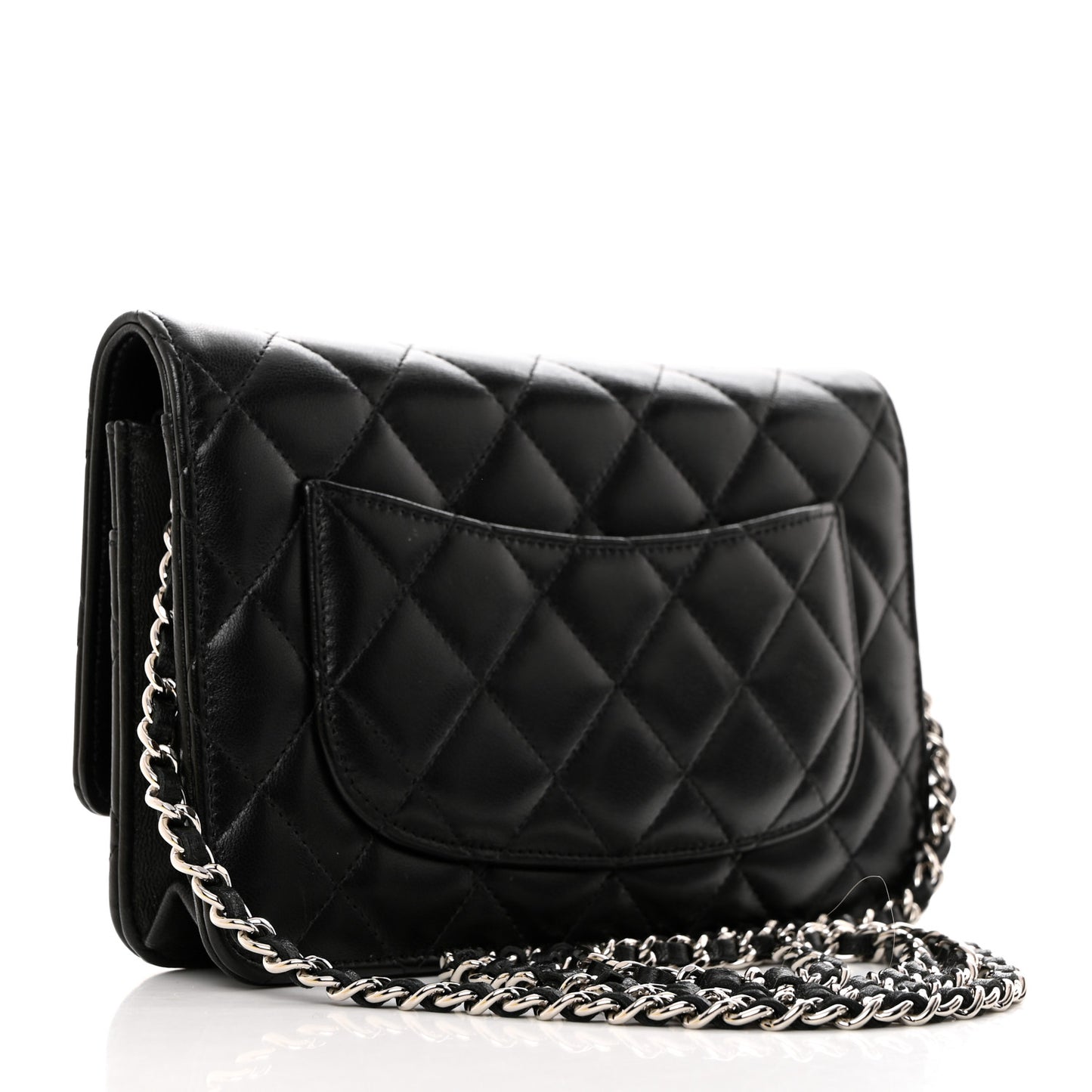 Lambskin Quilted Wallet On Chain WOC Black