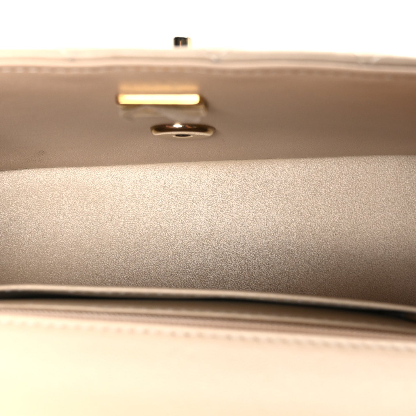 Lambskin Quilted Mini Top Handle Rectangular Flap Beige