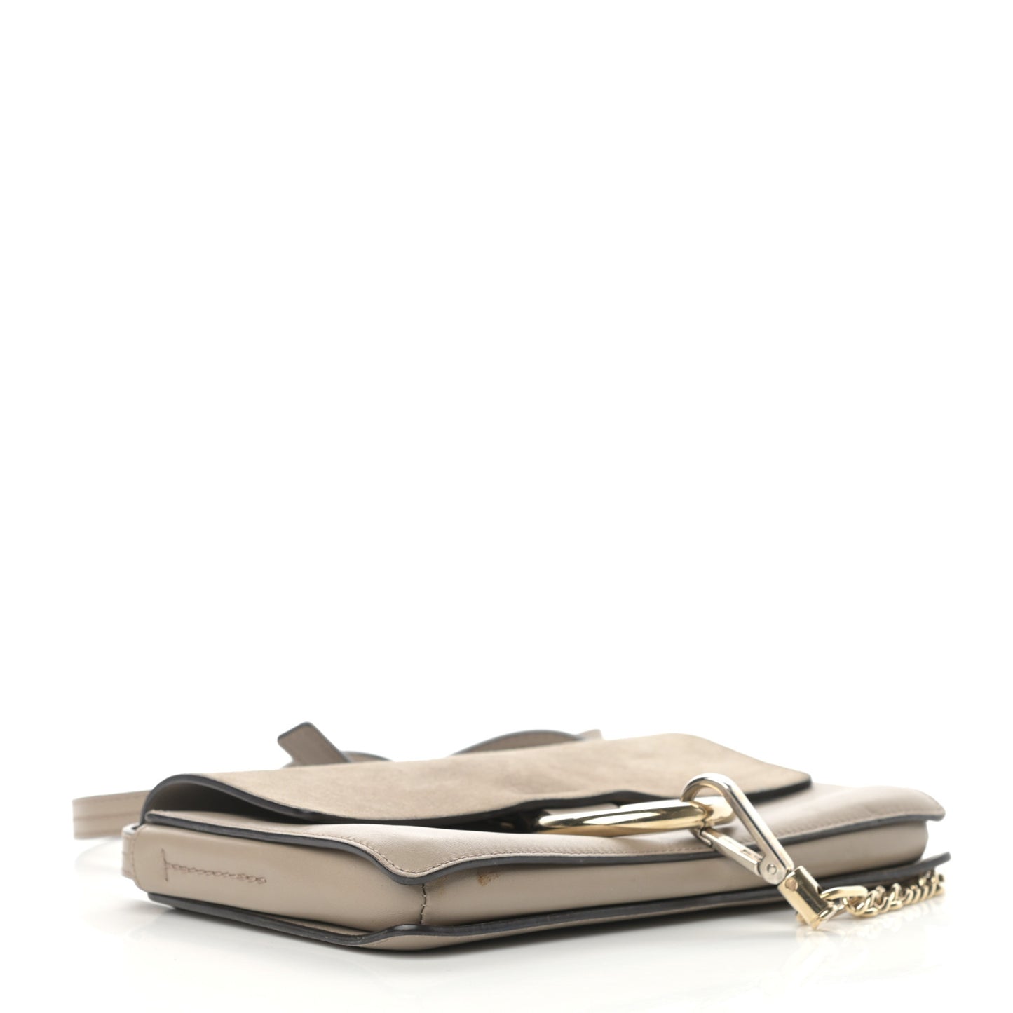 Suede Calfskin Small Faye Shoulder Bag Motty Grey