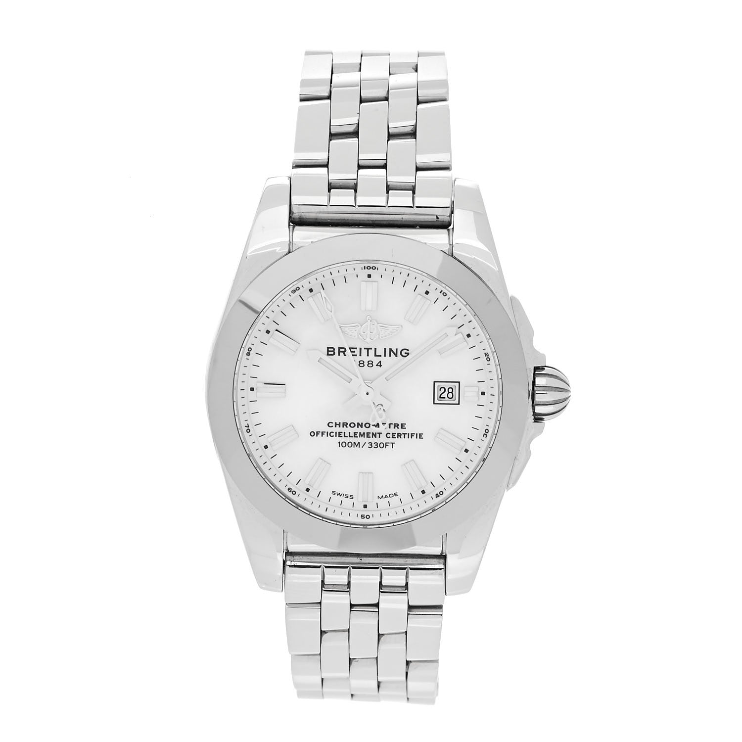 Breitling Stainless Steel Mother of Pearl 29mm Galactic Quartz Watch White W72848 1 of 5