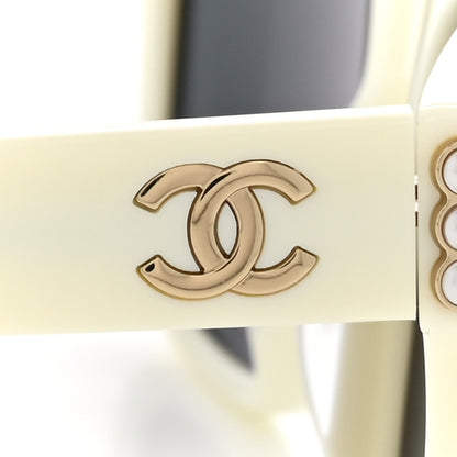 Chanel Acetate Polarized Pearl CC Square Sunglasses 5482-H-A White 9 of 10