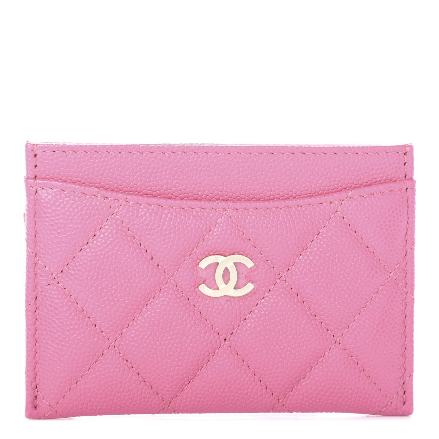 Caviar Quilted Card Holder Pink