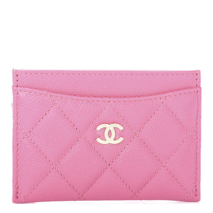 Chanel Caviar Quilted Card Holder Pink 1 of 8