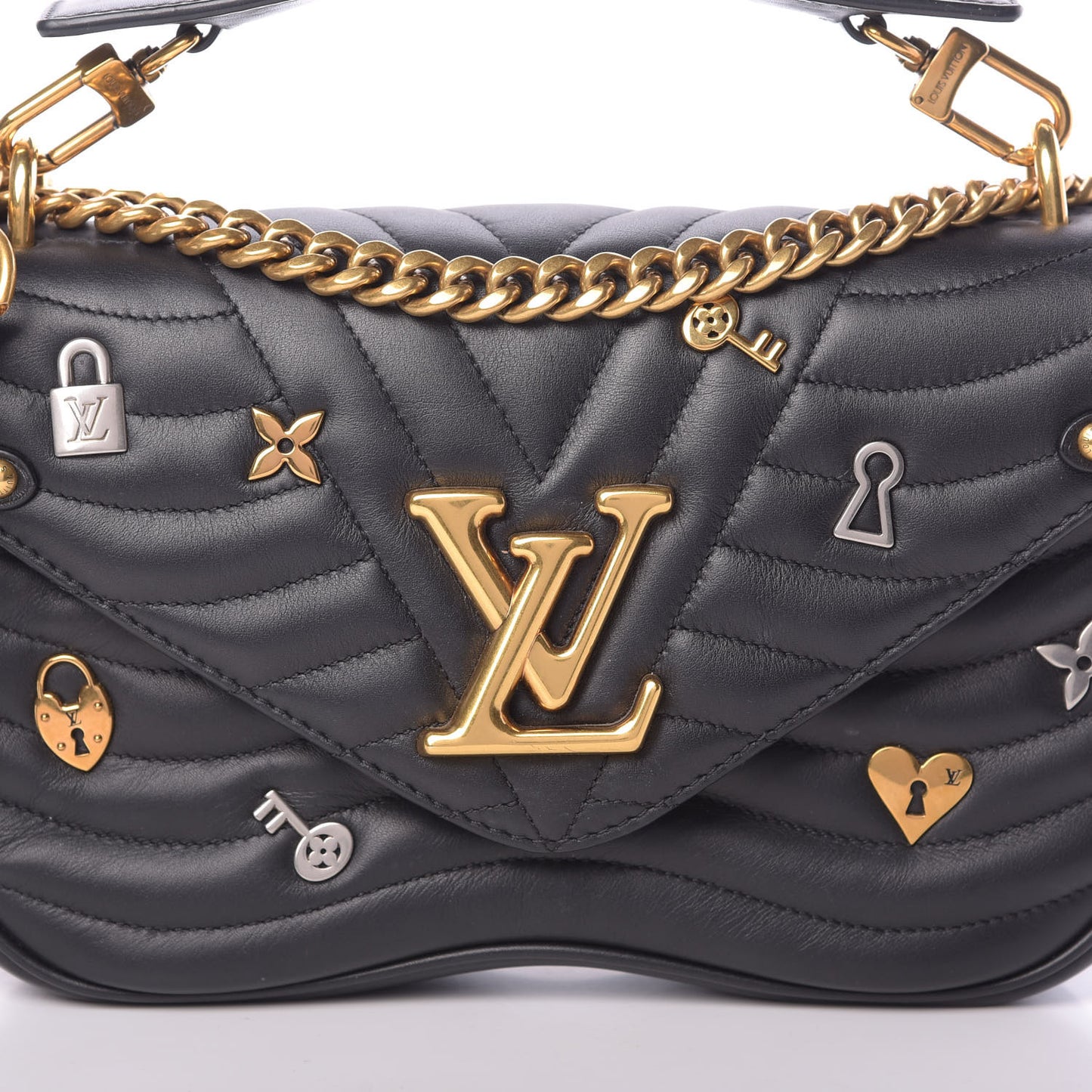 Calfskin Love Lock New Wave Chain MM Black