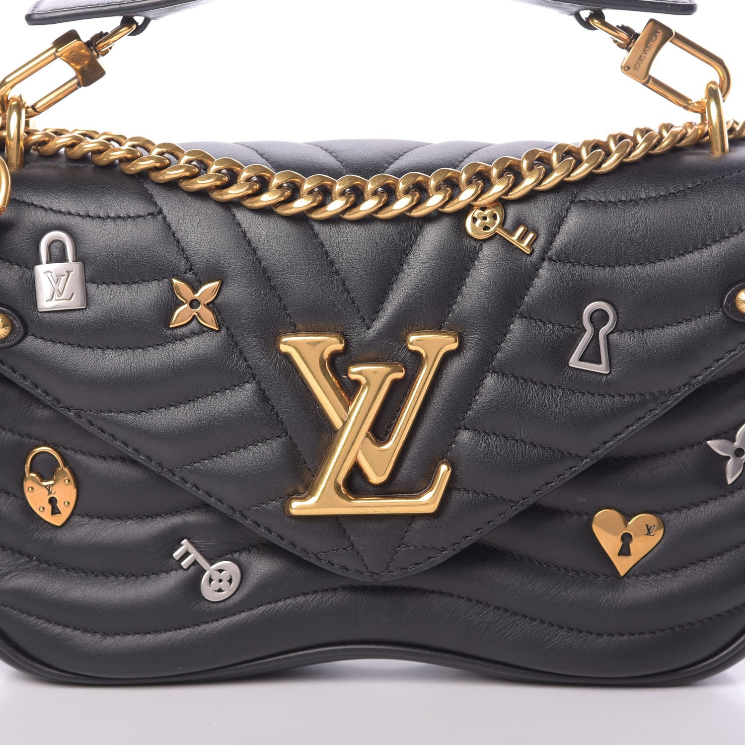 Louis Vuitton Calfskin Love Lock New Wave Chain MM Black 9 of 14