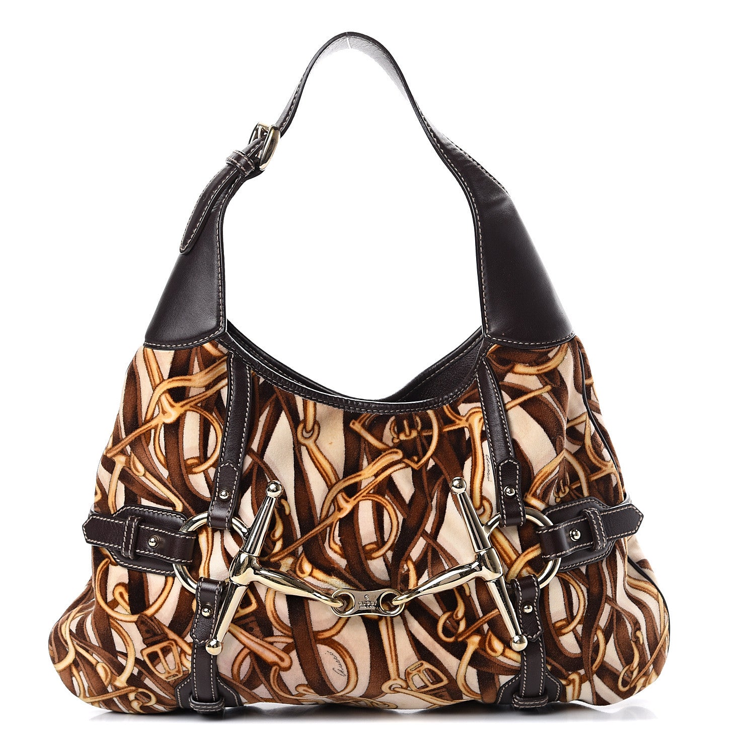 Gucci Velvet Large Horsebit 85th Anniversary Hobo Brown 1 of 10