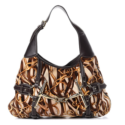 Gucci Velvet Large Horsebit 85th Anniversary Hobo Brown 1 of 10