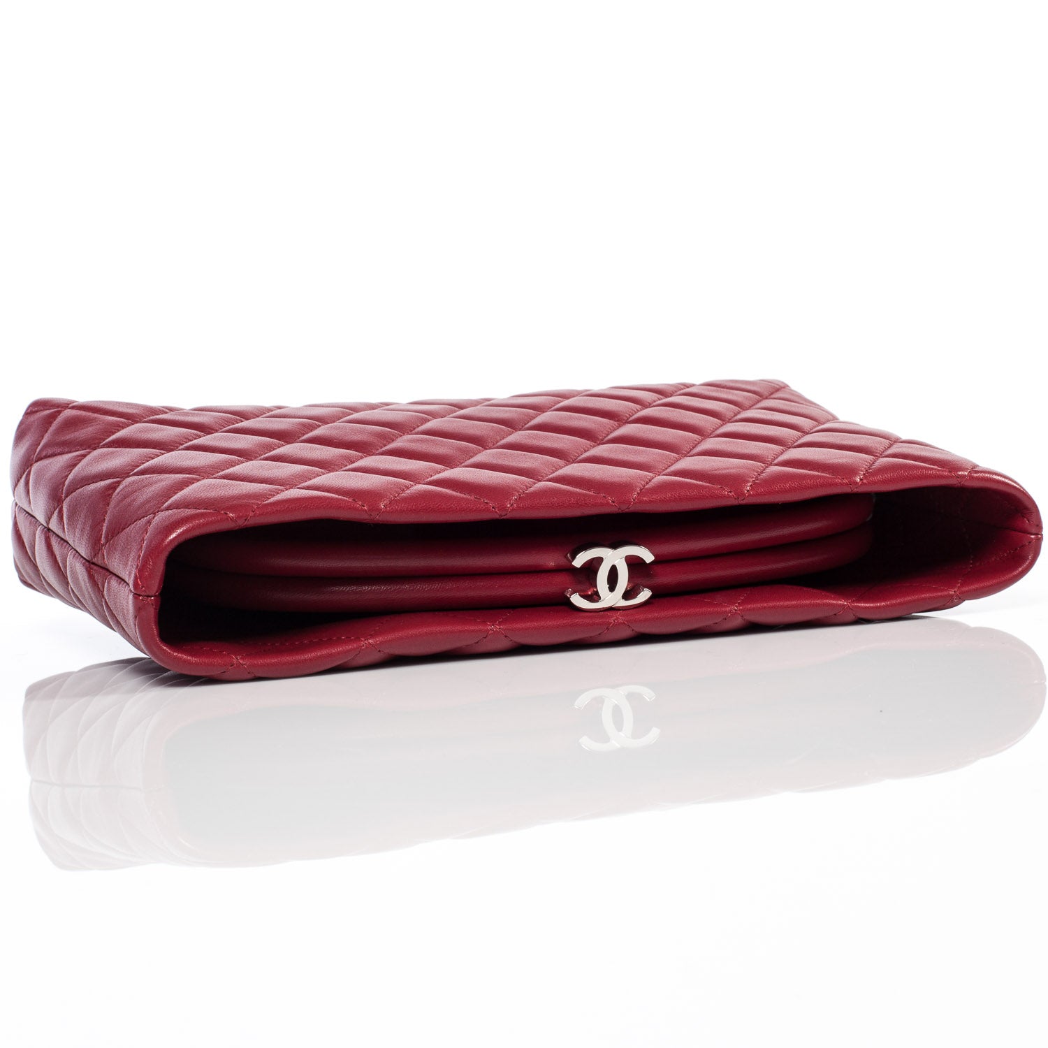 Chanel Lambskin Quilted Clutch Red 4 of 9