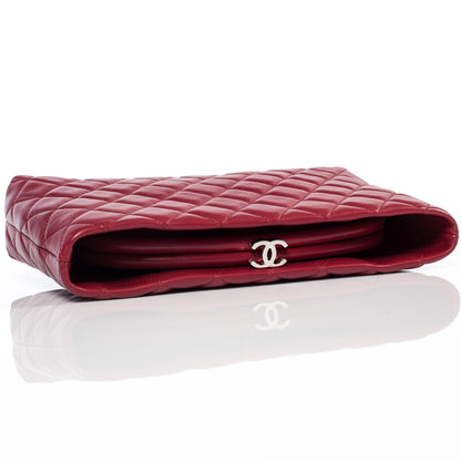 Chanel Lambskin Quilted Clutch Red 4 of 9