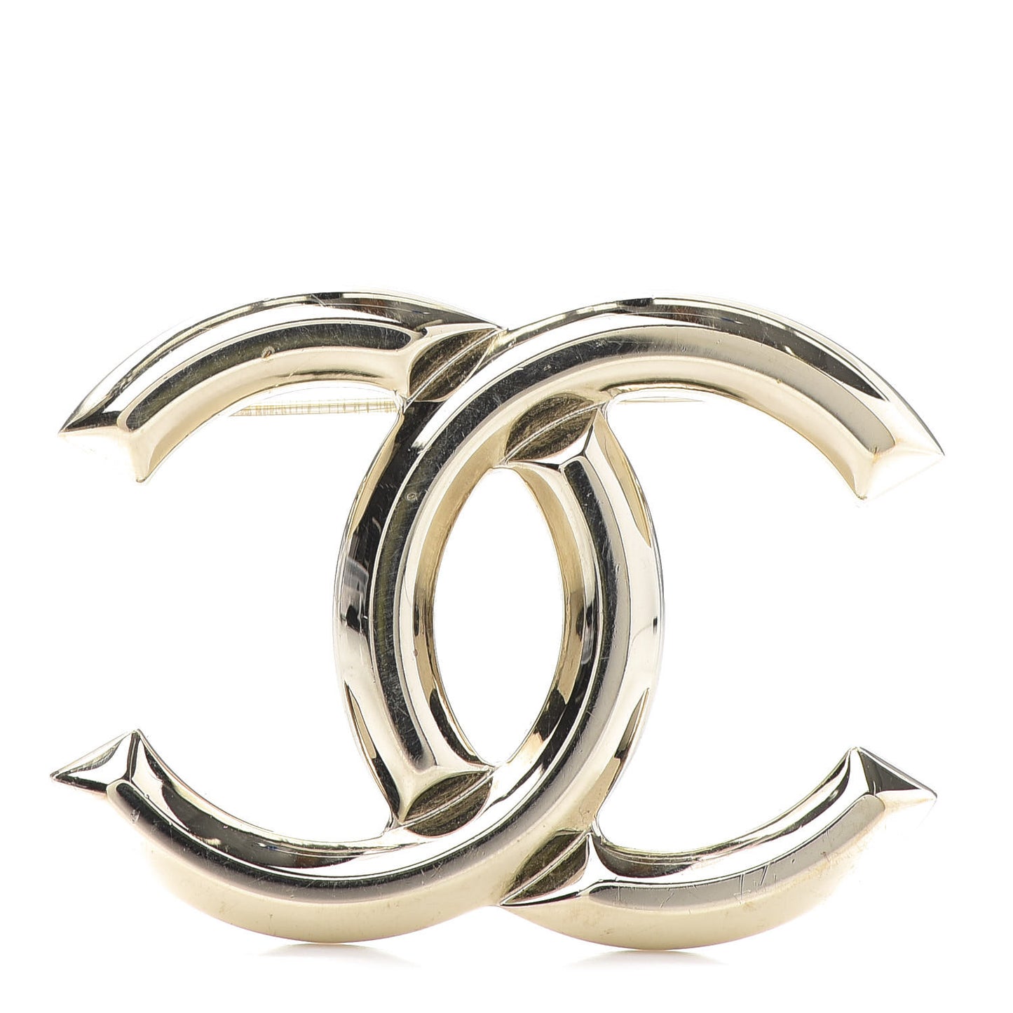 Metal CC Brooch Light Gold