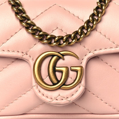 Gucci Calfskin Matelasse Heart GG Marmont 2.0 Coin Purse On A Chain Perfect Pink 6 of 8