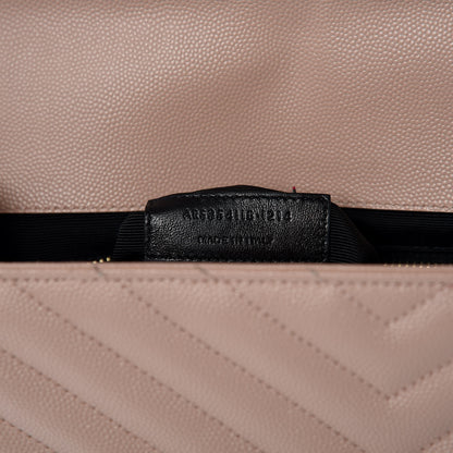 Saint Laurent Grain De Poudre Matelasse Chevron Large Monogram Satchel Nude Powder 7 of 9