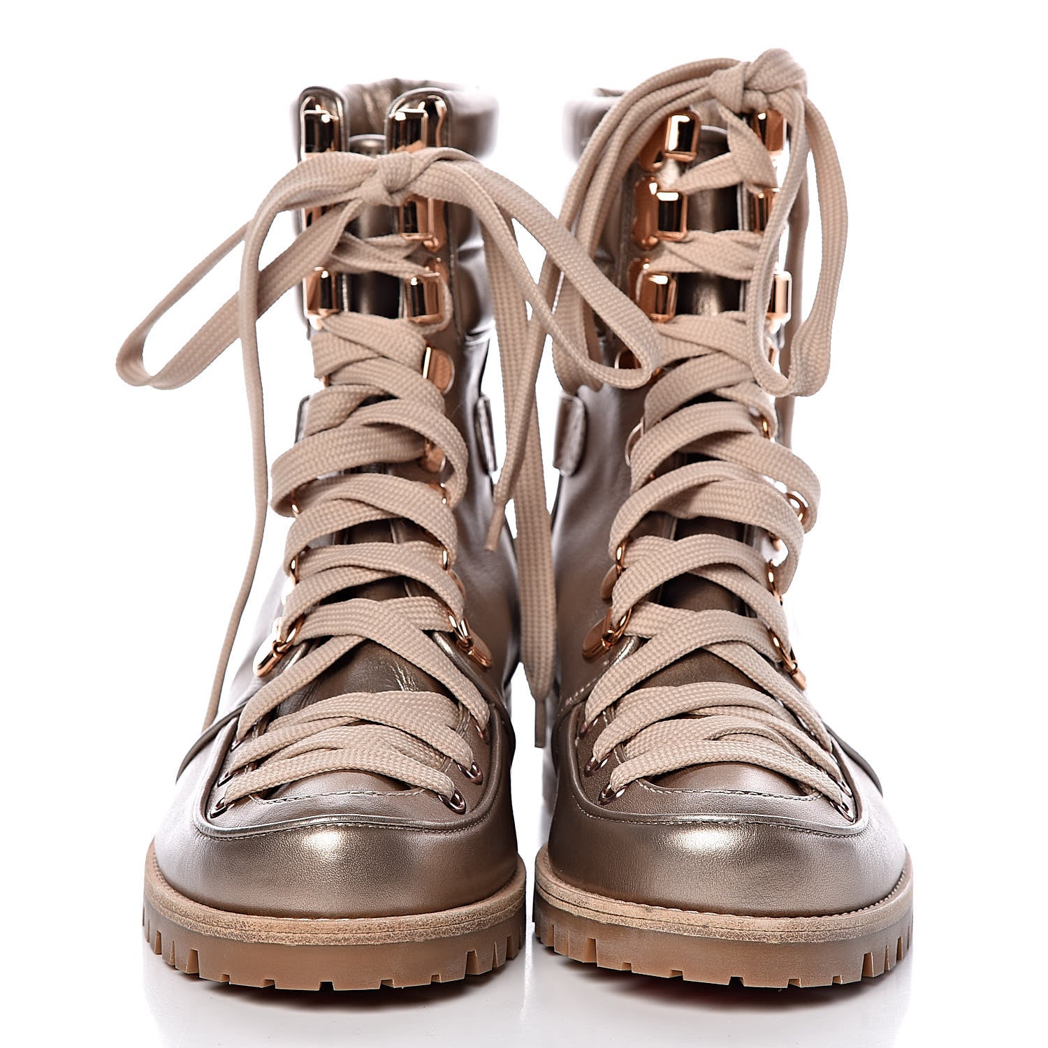 Christian Louboutin Metallic Calfskin Who Runs Flat Boots 38 Colombe 2 of 9