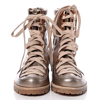 Christian Louboutin Metallic Calfskin Who Runs Flat Boots 38 Colombe 2 of 9