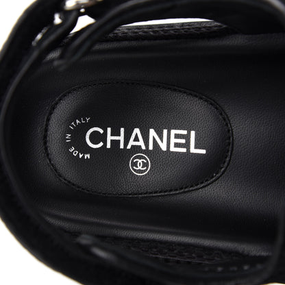 Chanel Fabric Velcro Dad Sandals 38 Black 8 of 11